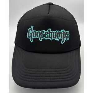 Goosebumps Mens OSFM Trucker Hat Black Teal Logo Mesh Snapback